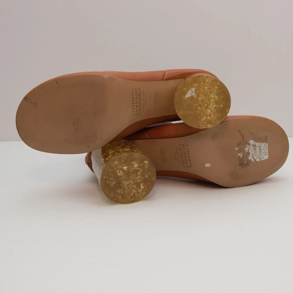 Maison Margiela Ankle Bootie Cylindrical Heel Boots Gold Leaf Lucite Size 39 - Picture 10 of 15